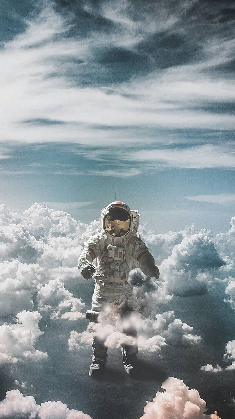 Astronaut , space, spacesuit, cloud, HD phone wallpaper