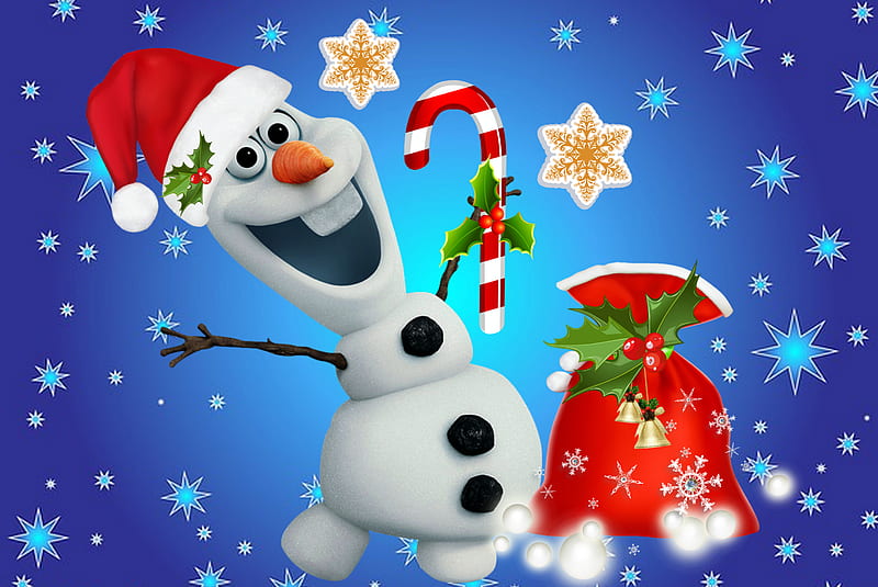 merry christmas, frozen, gift, snowman olaf, xmas, HD wallpaper