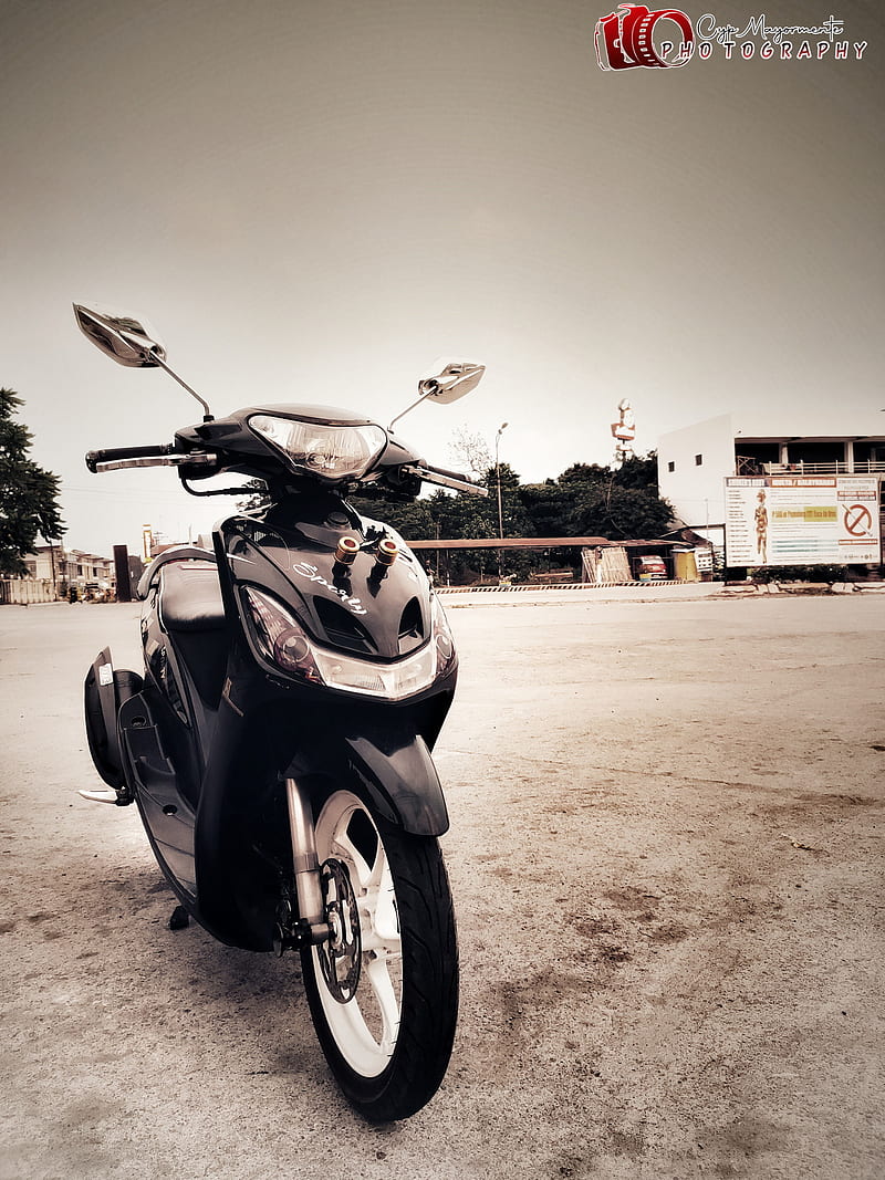 Mio Sporty Black, black, mio, motorcycle, sporty, yamaha, HD phone wallpaper