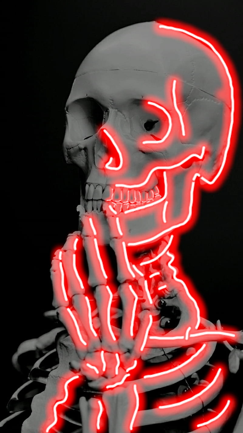 Esqueleto de neón, luces, neón, rojo, esqueleto, pensamiento, Fondo de  pantalla de teléfono HD | Peakpx