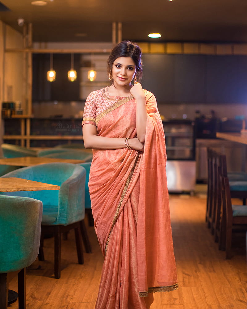 Aathmika, sari, silk, HD phone wallpaper