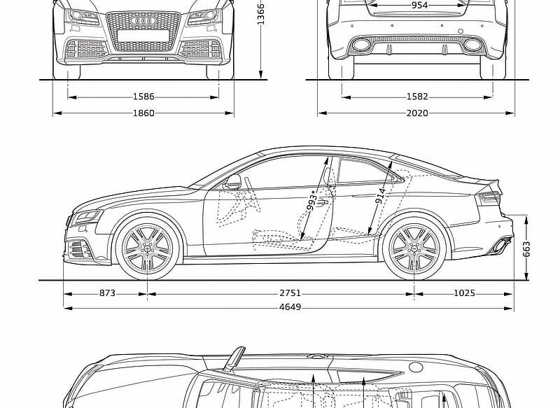 2011 Audi RS5 - Technical Drawing, car, HD wallpaper