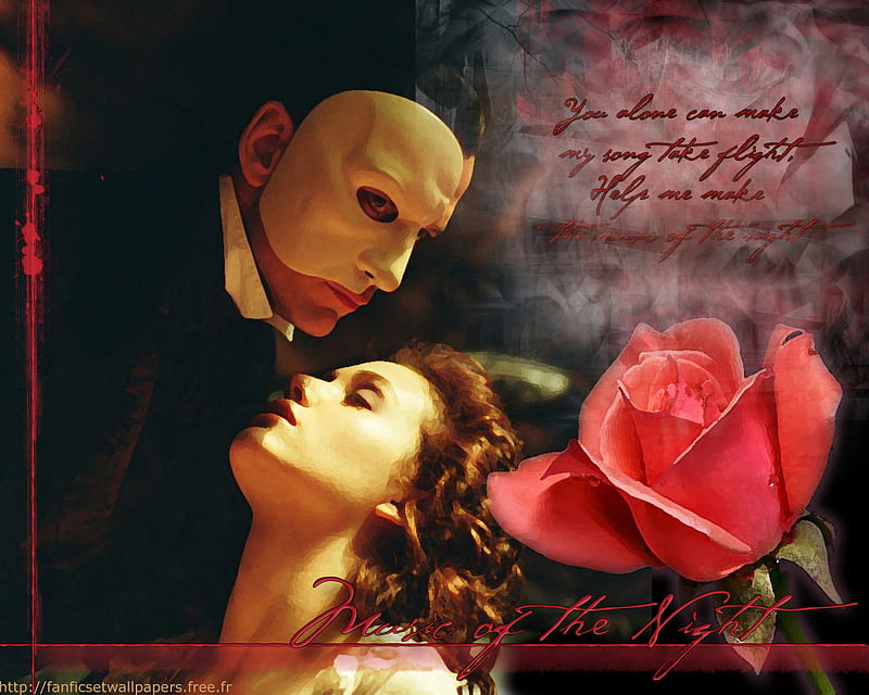 You Alone Can Make My Song Take Flight, rose, love, phantom of the opera,  mask, HD wallpaper | Peakpx