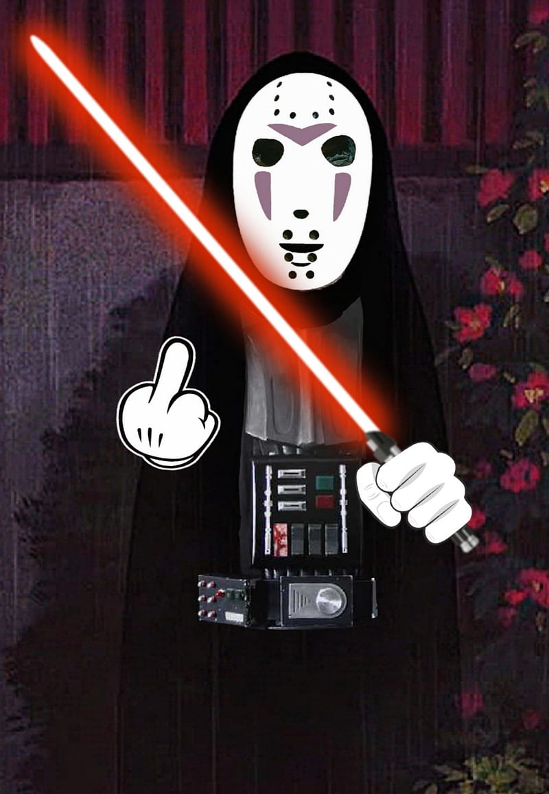 darth faceless, starwars, no face, spirited away, anime, crossover, spirits, sith, jedi, wicked, HD phone wallpaper