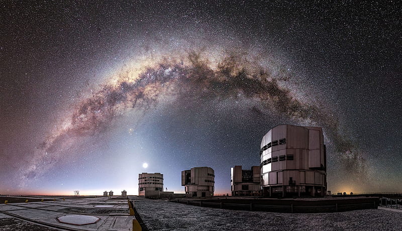 The Milky Way, 8 point 2 meter telescope, ESO, Atacama Desert, Northern Chile, Milky Way, Emission nebulae, VLT, Cerro Paranal, Star clusters, HD wallpaper