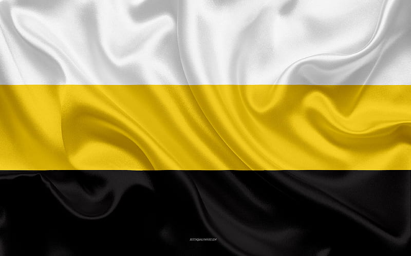 Flag of Perak silk texture, national symbols, white yellow black silk flag, States of Malaysia, coat of arms, Perak, Malaysia, Asia, HD wallpaper