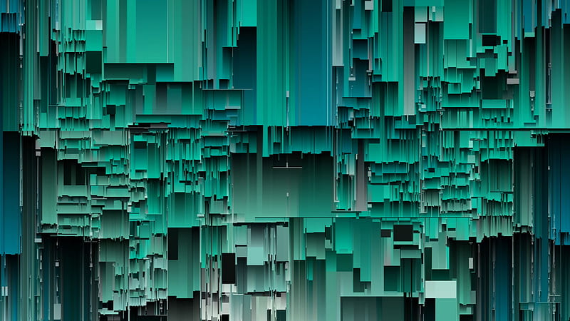 Teal Green Glitch Abstraction Abstract, HD wallpaper
