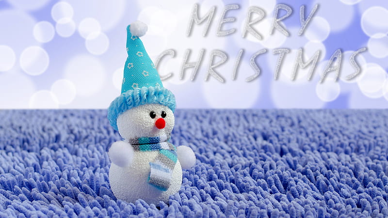 White Snowman With Blue Christmas Hat Toy Snowman, HD wallpaper