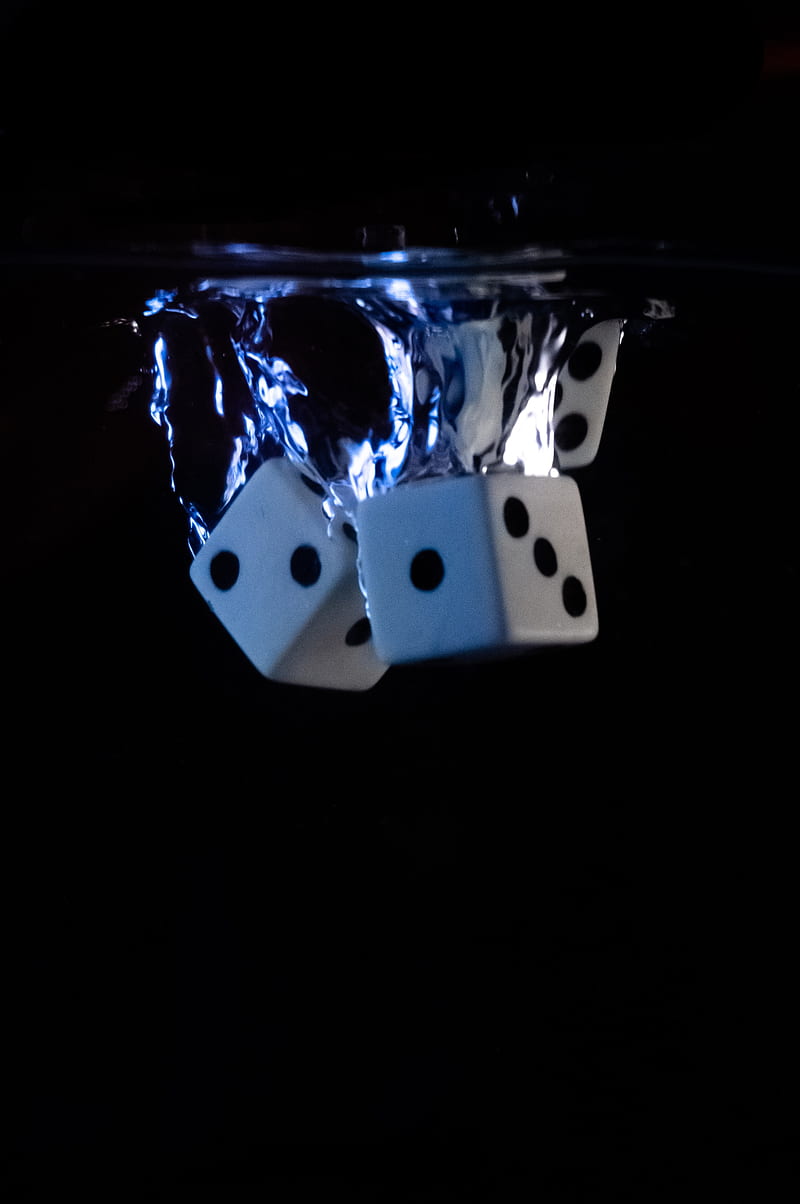 dice, cubes, water, splash, black, HD phone wallpaper