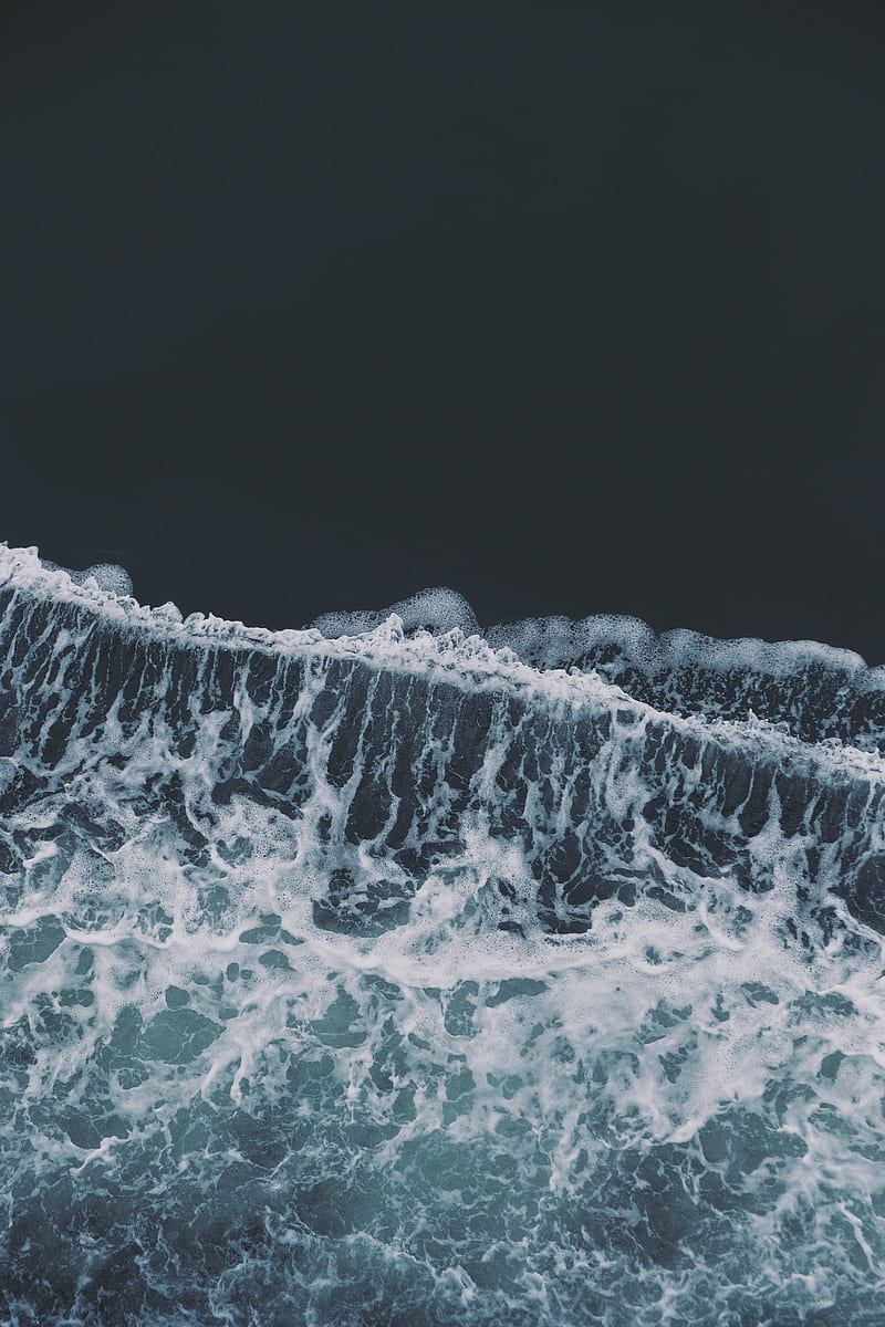sea, waves, aerial view, water, HD phone wallpaper