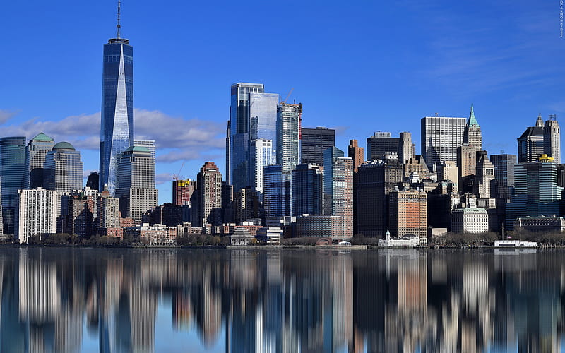 New York, World Trade Center 1, skyscrapers, modern buildings, New York cityscape, Manhattan, USA, HD wallpaper