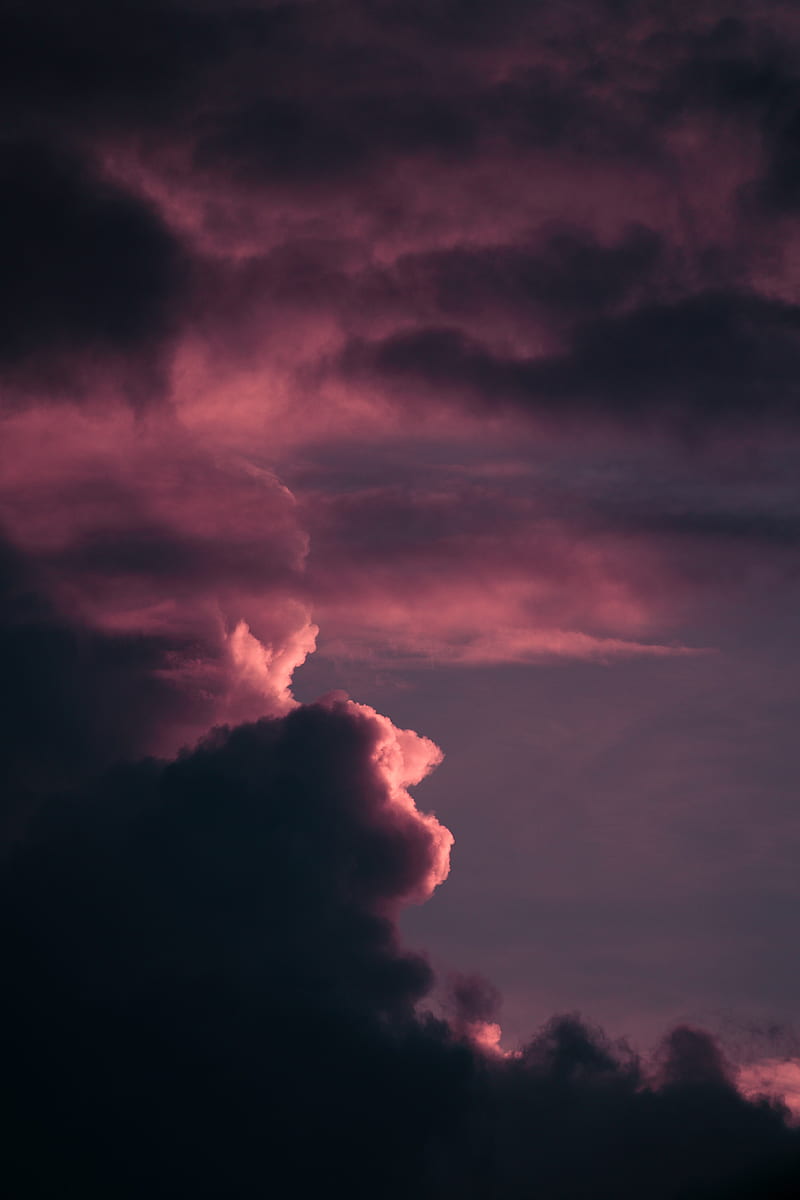 clouds, sky, dusk, purple, HD phone wallpaper