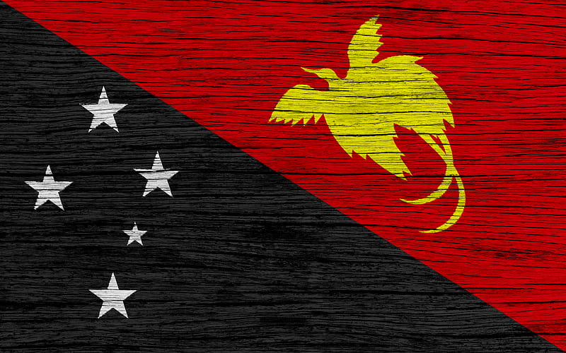 Flag of Papua New Guinea Oceania, wooden texture, national symbols, Papua New Guinea flag, art, Papua New Guinea, HD wallpaper