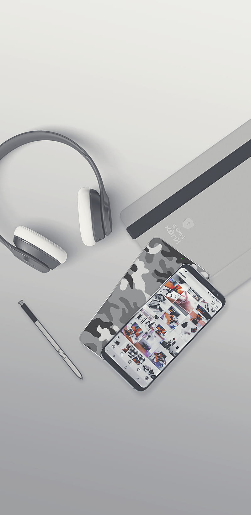 Samsung Workspace, galaxy, s9, s9 plus, minimal, s8, note, headphone, HD phone wallpaper