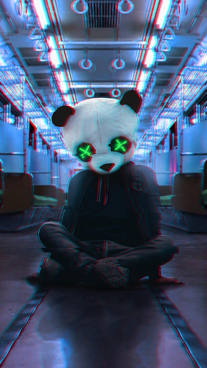 Panda Subway, neon, HD phone wallpaper