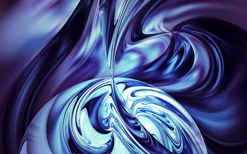 fractals, blue backgrounds, artwork, 3d art, vortex, abstract waves, creative, fractal art, HD wallpaper