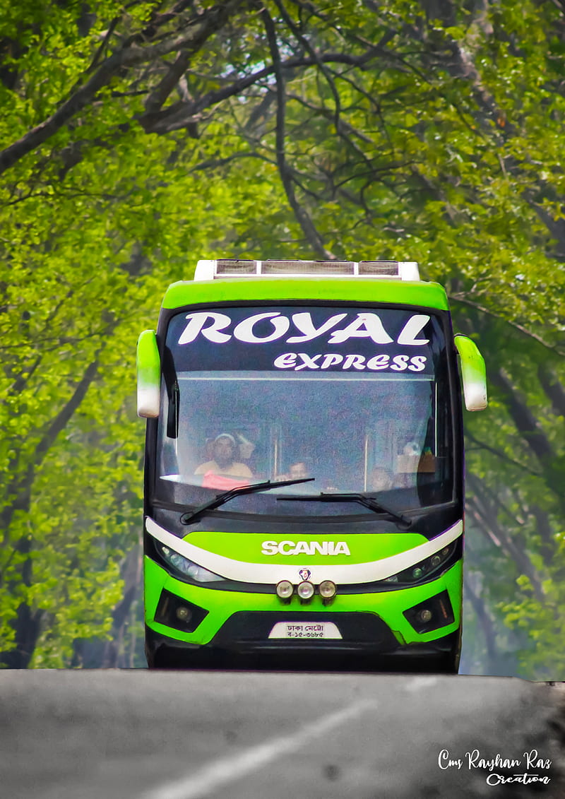 Royal Mode On, bangladeshi bus, bus, greenish highway, peace, scania, HD phone wallpaper
