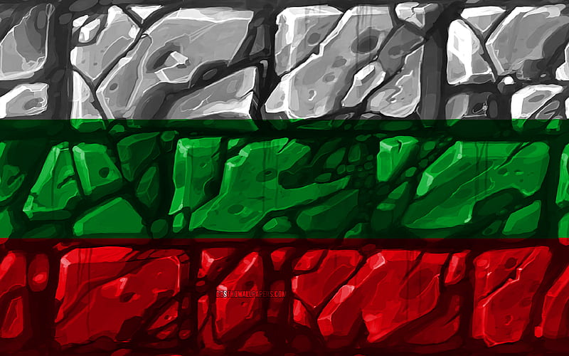 Bulgarian flag, brickwall European countries, national symbols, Flag of Bulgaria, creative, Bulgaria, Europe, Bulgaria 3D flag, HD wallpaper