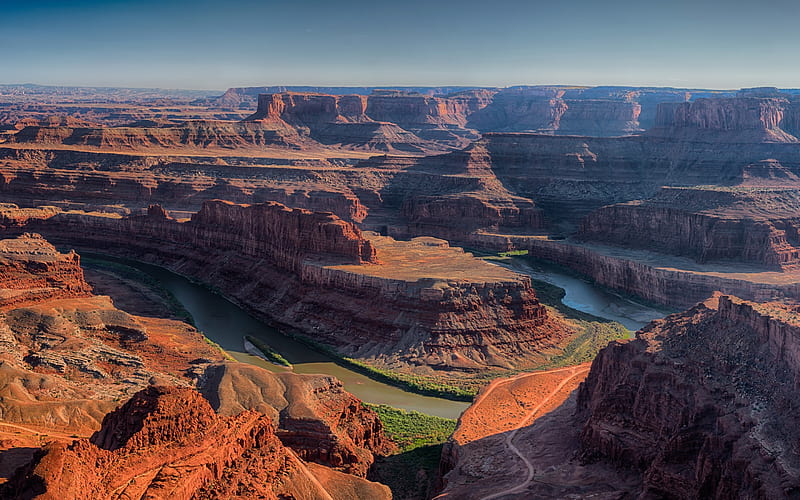 canyon, sunset, evening, mountain landscape, Utah, Dead Horse Point State Park, USA, HD wallpaper