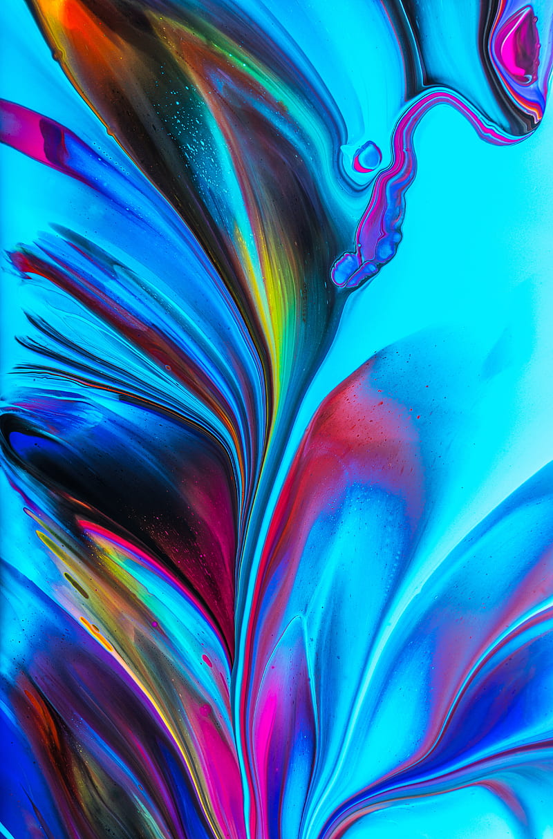 paint, liquid, multi-colored, stripes, HD phone wallpaper