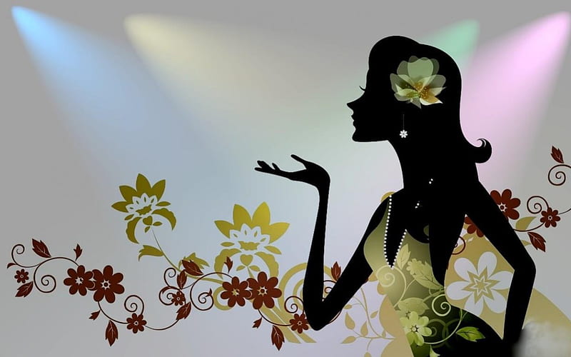 Flower girl, black, flowers, girl, lights, HD wallpaper | Peakpx