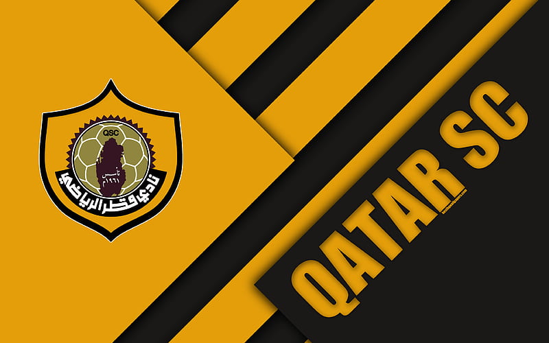 Qatar SC Doha, Qatar, orange black abstraction, logo, material design, Qatar football club, Qatar Stars League, Q-League, Premier League, HD wallpaper