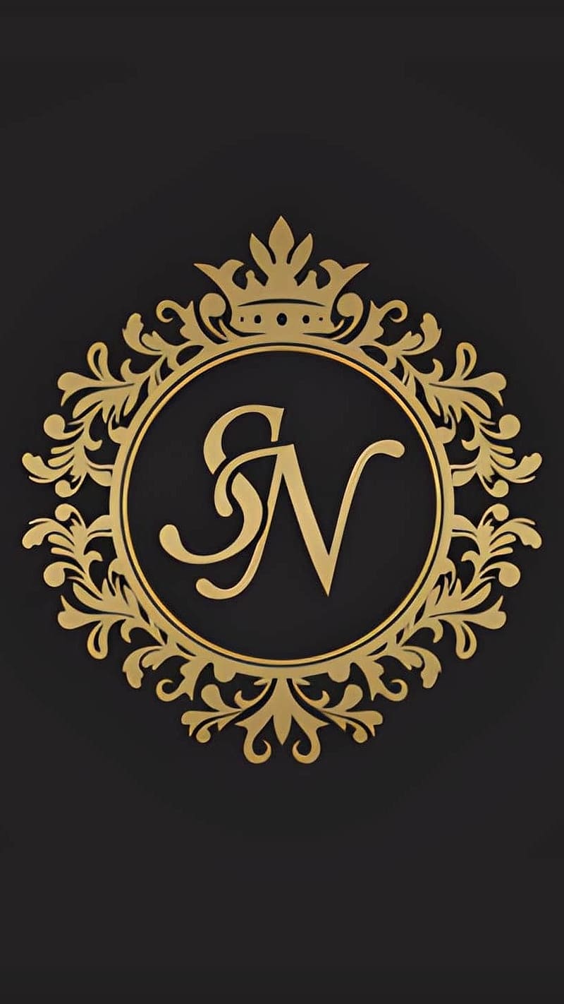 S N Name, Golden Crown Design, logo, black background, HD phone ...