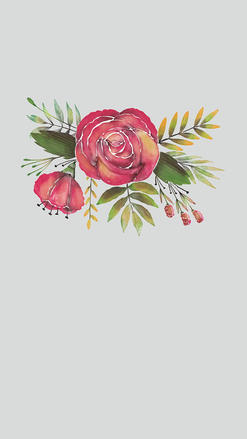 Water color Flower, background, gris, leaves, paint, pattern, rose,  watercolor, HD phone wallpaper | Peakpx