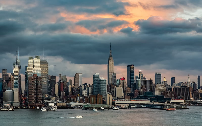 New York, USA, Buildings, Skyscrapers, evening, Empire State Building, Manhattan, HD wallpaper