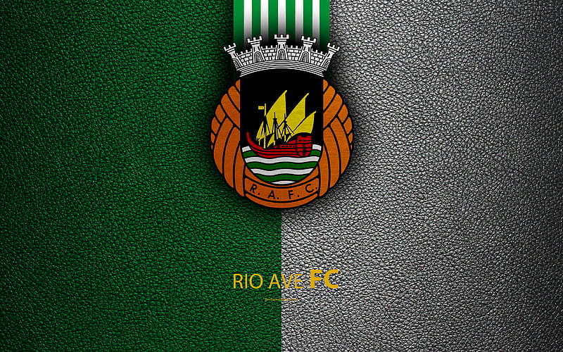 Rio Ave FC leather texture, Liga NOS, Primeira Liga, emblem, logo, Vila do Condi, Portugal, football, Portugal Football Championships, HD wallpaper