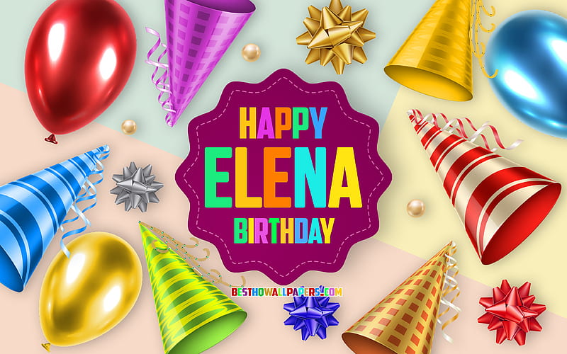 Happy Birtay Elena, Birtay Balloon Background, Elena, creative art, Happy Elena birtay, silk bows, Elena Birtay, Birtay Party Background, HD wallpaper