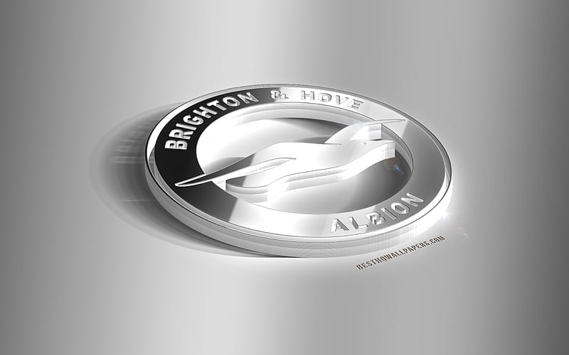 Brighton and Hove Albion FC, 3D steel logo, English football club, 3D emblem, Brighton and Hove, UK, metal emblem, Premier League, England, football, creative 3d art, HD wallpaper