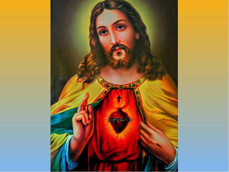 Sacred Heart Of Jesus, Man, People Jesus, Religious People, Heart, Smile, HD wallpaper