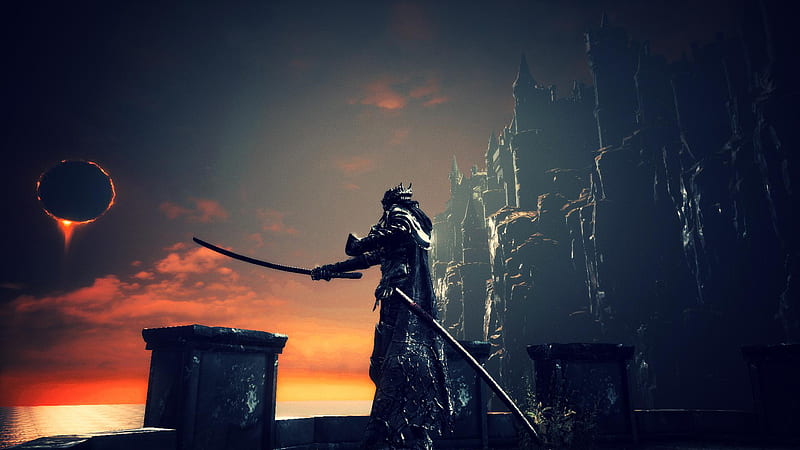 Dark Souls Sword Warrior During Eclipse Near the Castle Games, HD wallpaper