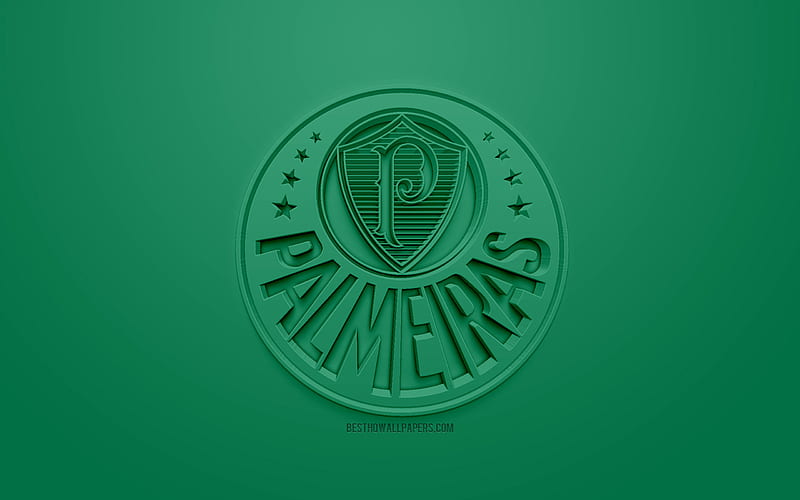 Palmeiras SE, Sociedade Esportiva Palmeiras, creative 3D logo, green background, 3d emblem, Brazilian football club, Serie A, Sao Paulo, Brazil, 3d art, football, stylish 3d logo, Palmeiras, HD wallpaper