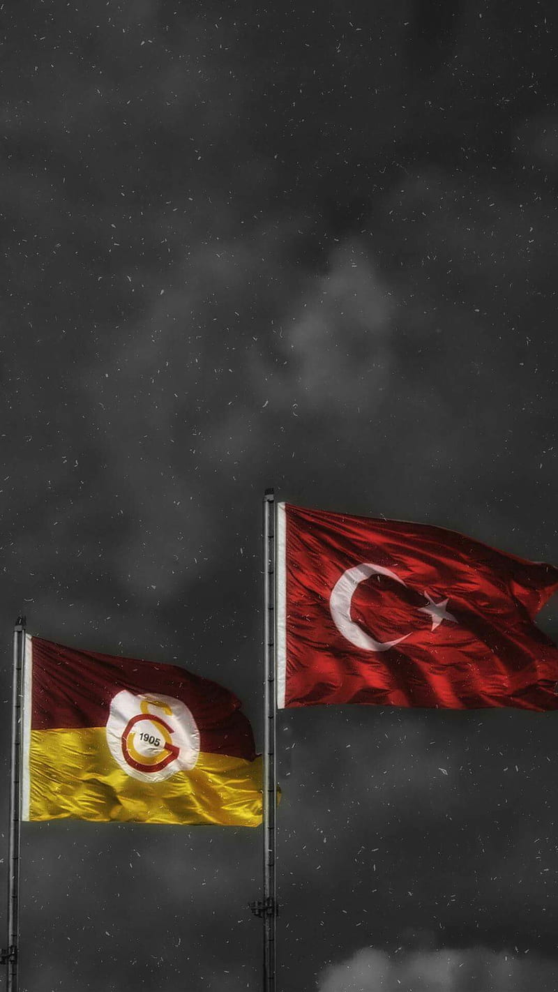Turkey Gala Flag, galatasaray, turkiye, HD phone wallpaper