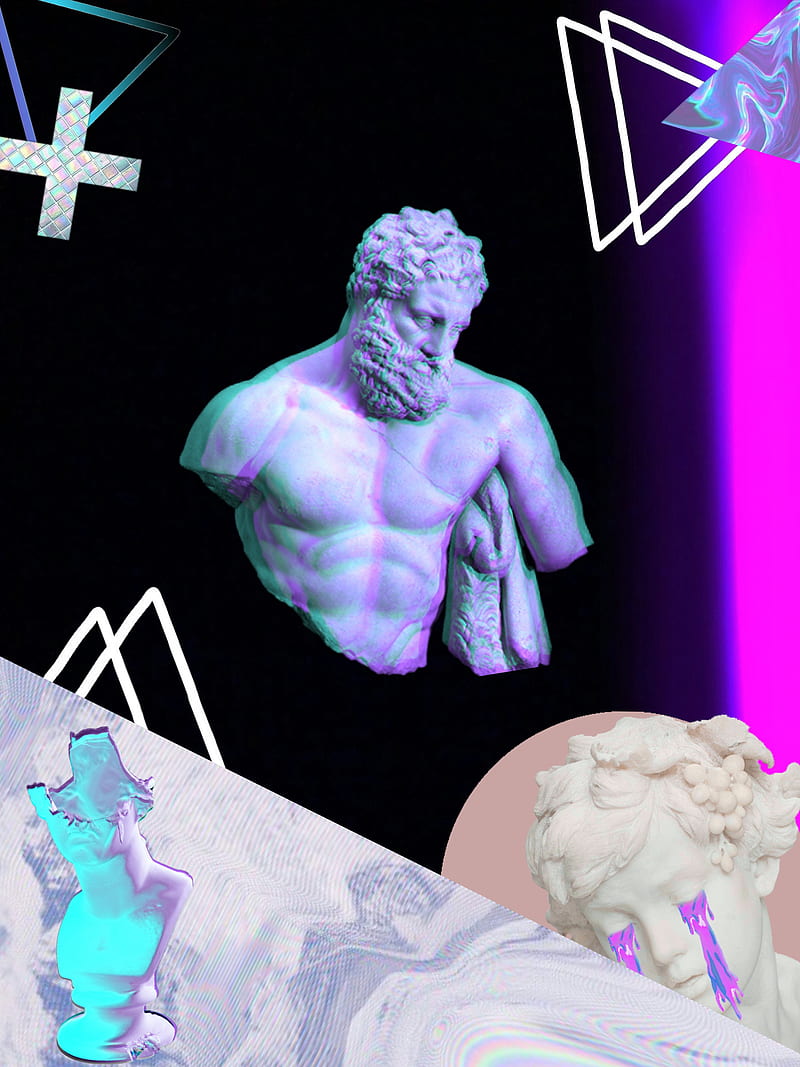 Holographic In Here, confusing, statue, surreal, vaporware, HD phone wallpaper