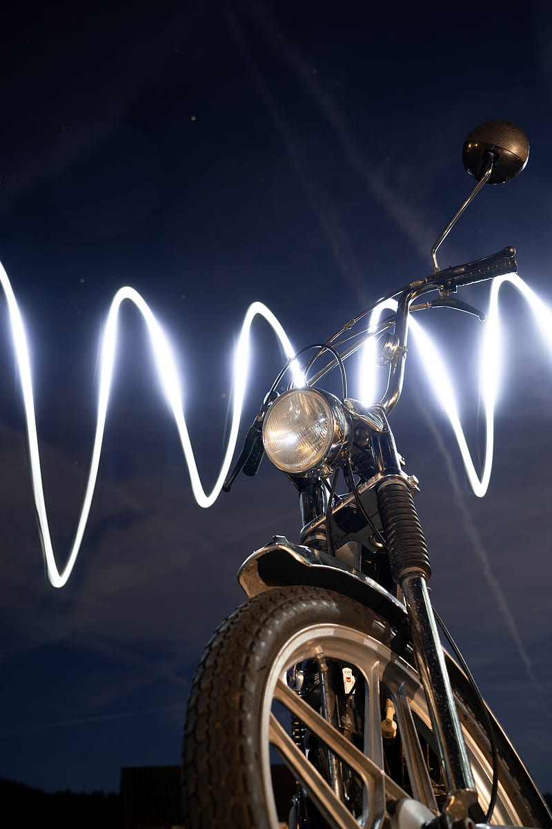 motorcycle, bike, light, glow, line, HD phone wallpaper