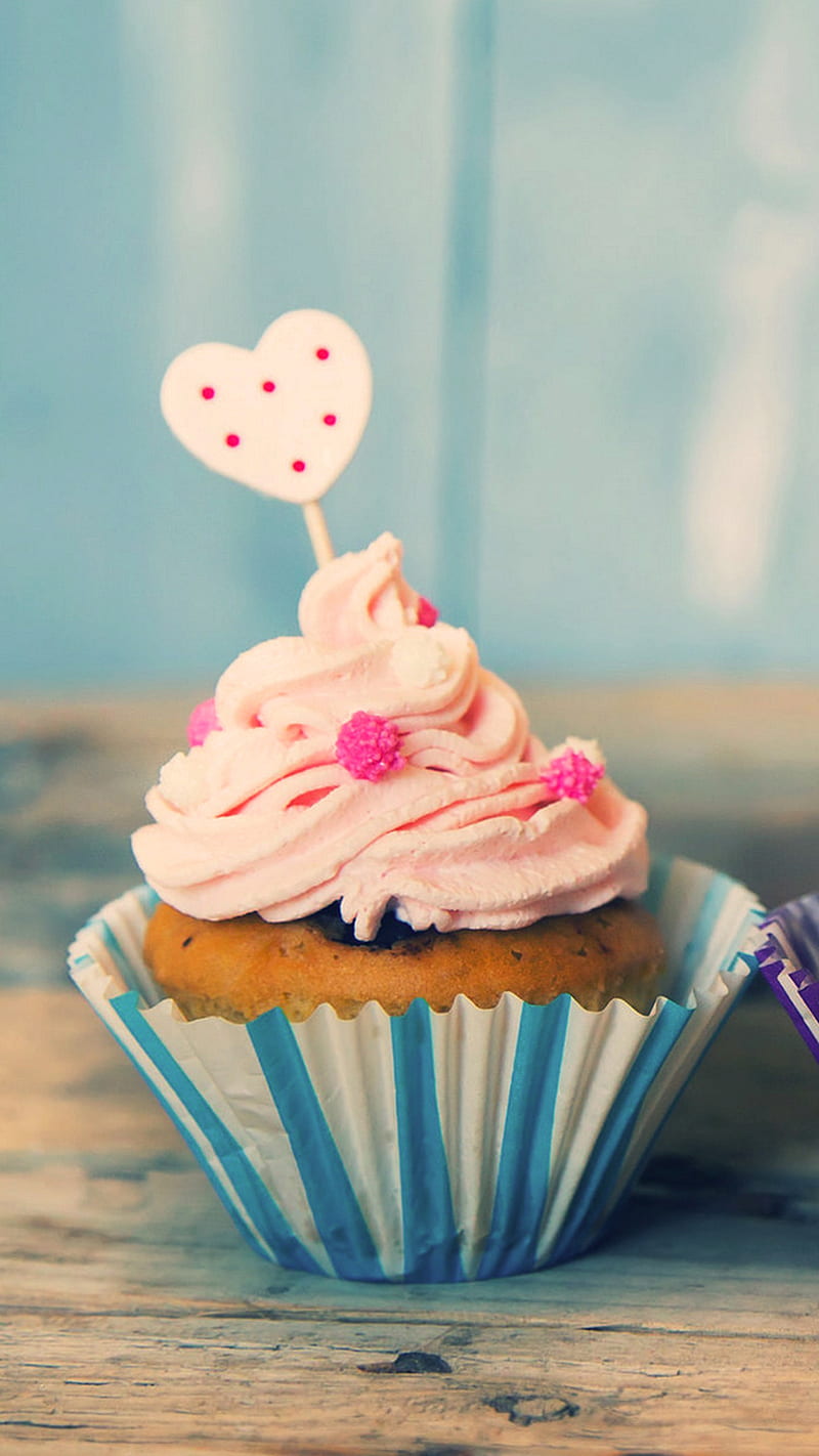 Cupcake, heart, love, sweet, HD phone wallpaper