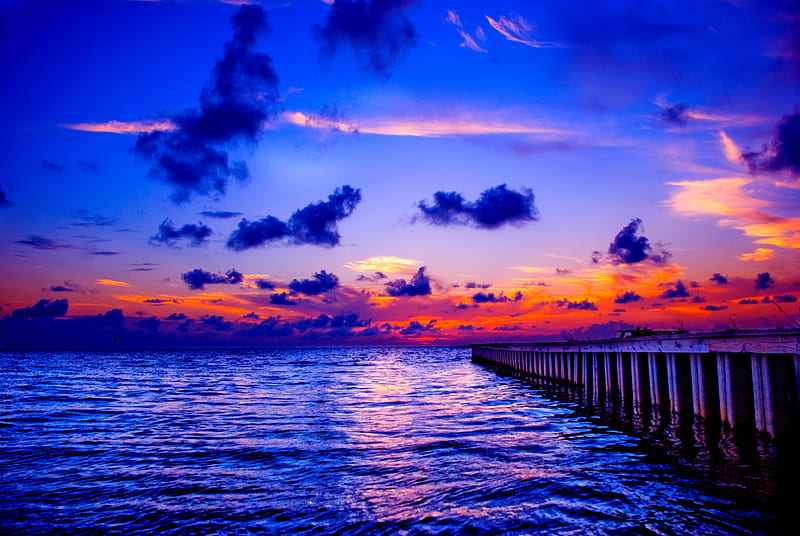 Sunset Pier Piere Nature Sunset Clouds Sea Hd Wallpaper Peakpx