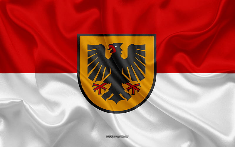 Dortmund Flag silk texture, silk flag, German city, Dortmund, Germany, Europe, Flag of Dortmund, flags of German cities, HD wallpaper