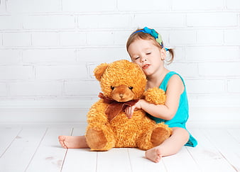 LITTLE GIRL AND HER TEDDY, children, adorable, cute, teddy bears