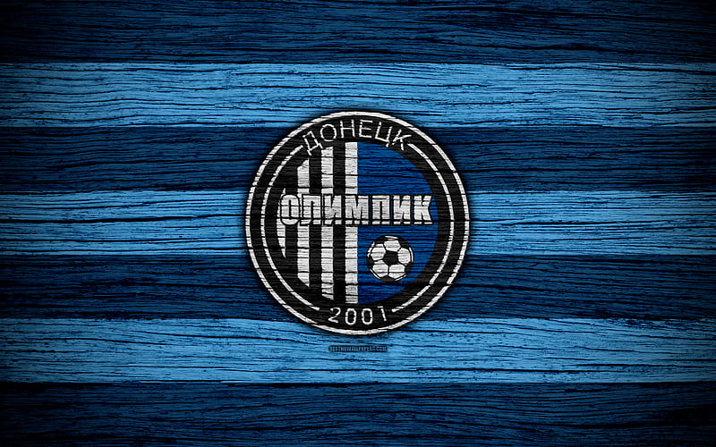 Olimpik Donetsk FC UPL, logo, soccer, Ukrainian Premier League, football club, Ukraine, Olimpik Donetsk, wooden texture, FC Olimpik Donetsk, HD wallpaper