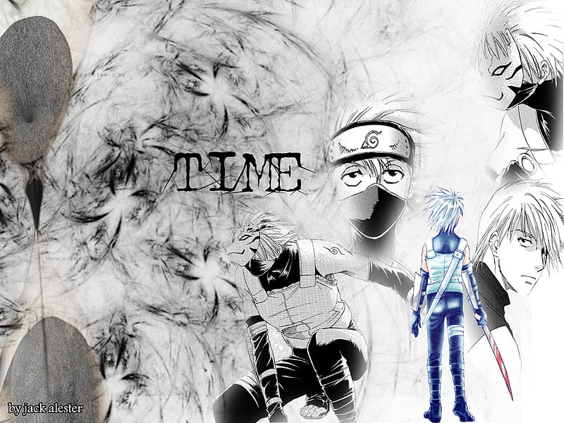 Time, anbu, sword, blue, kakashi, HD wallpaper