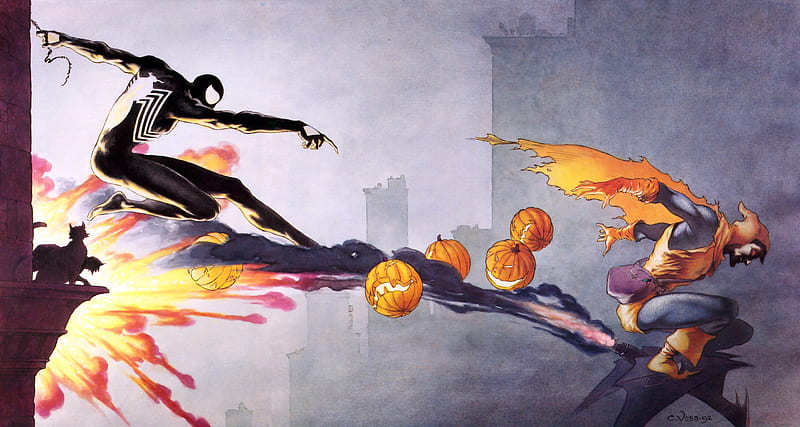 Spiderman Versus Hobgoblin, pumpkin, explosion, spiderman, hero, hobgoblin,  venom, HD wallpaper | Peakpx