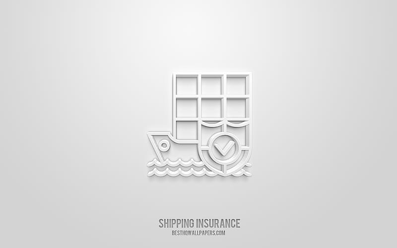 Shipping insurance 3d icon, white background, 3d symbols, Shipping insurance, insurance icons, 3d icons, Shipping insurance sign, insurance 3d icons, HD wallpaper