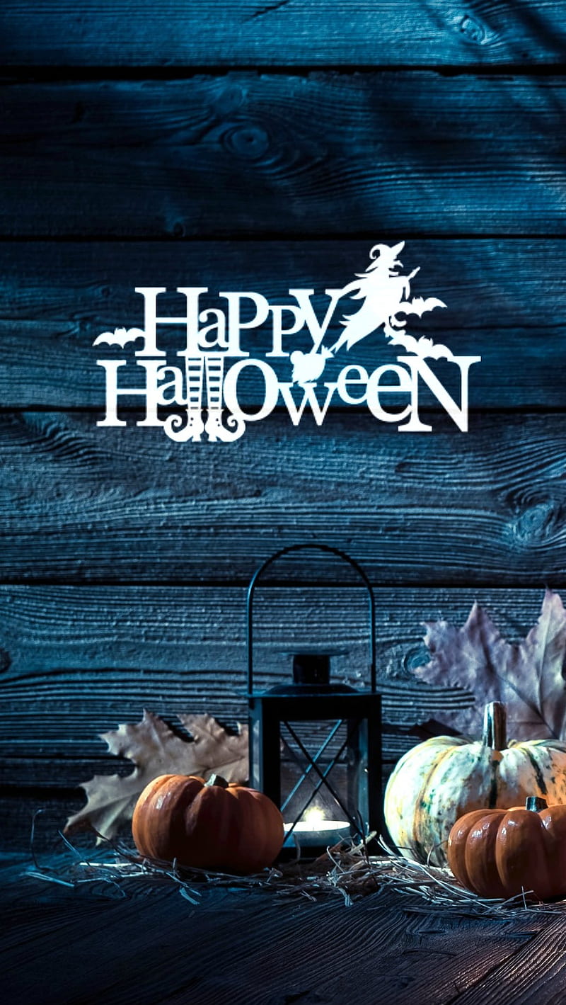 Happy Halloween, decorations, lathern, pumpkins, HD phone wallpaper