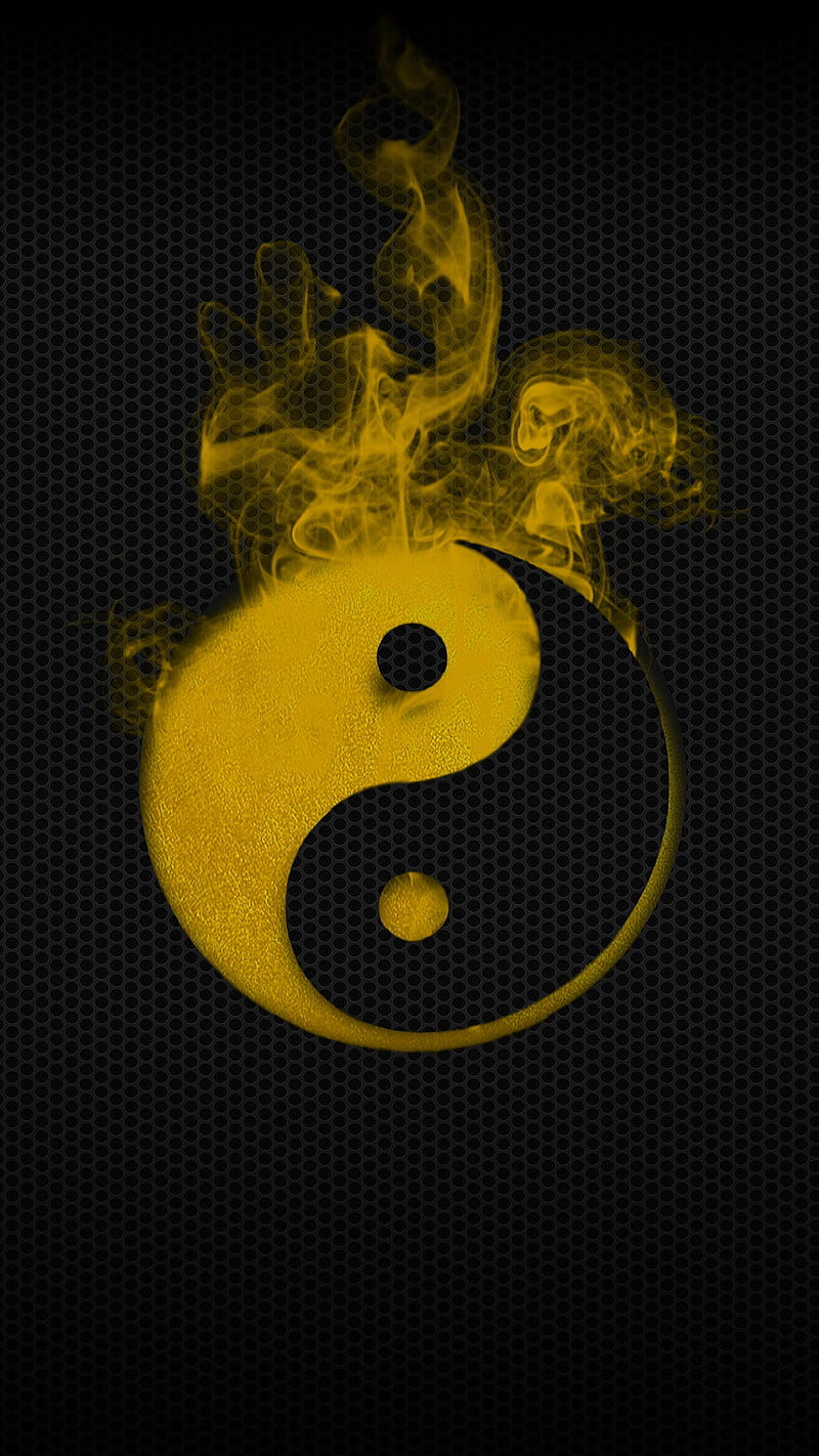 Yin Yang, black, desenho, dots, flame, round, symbol, yellow, HD phone  wallpaper | Peakpx