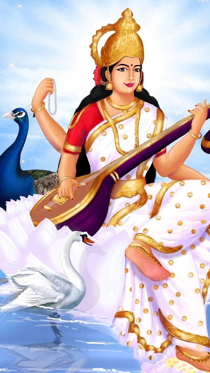 Saraswati Goddess Hd Transparent, Line Style Saraswati Goddess, Saraswati,  Goddess, India PNG Image For Free Download