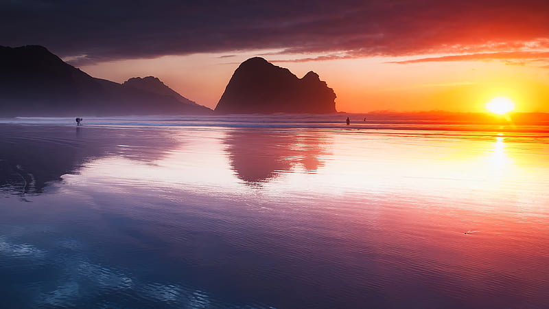 Beach Reflection Sunset , beach, reflection, sunset, sunrise, nature, HD wallpaper